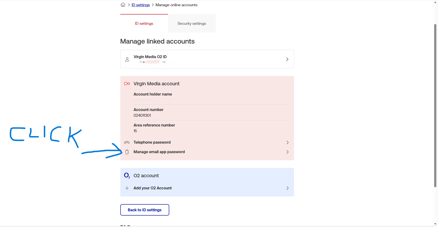 click app password