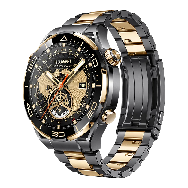 HUAWEI WATCH Ultimate Design Black Zircon-based Amorphous Alloy Case Golden Titanium Strap