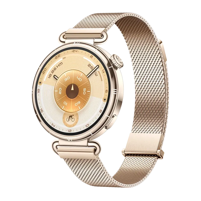 HUAWEI WATCH GT 6 41 mm / Behuizing van titaniumlegering /Gouden milanese band / Batterijduur tot 21 dagen / GPS / Compatibel met iOS en Android