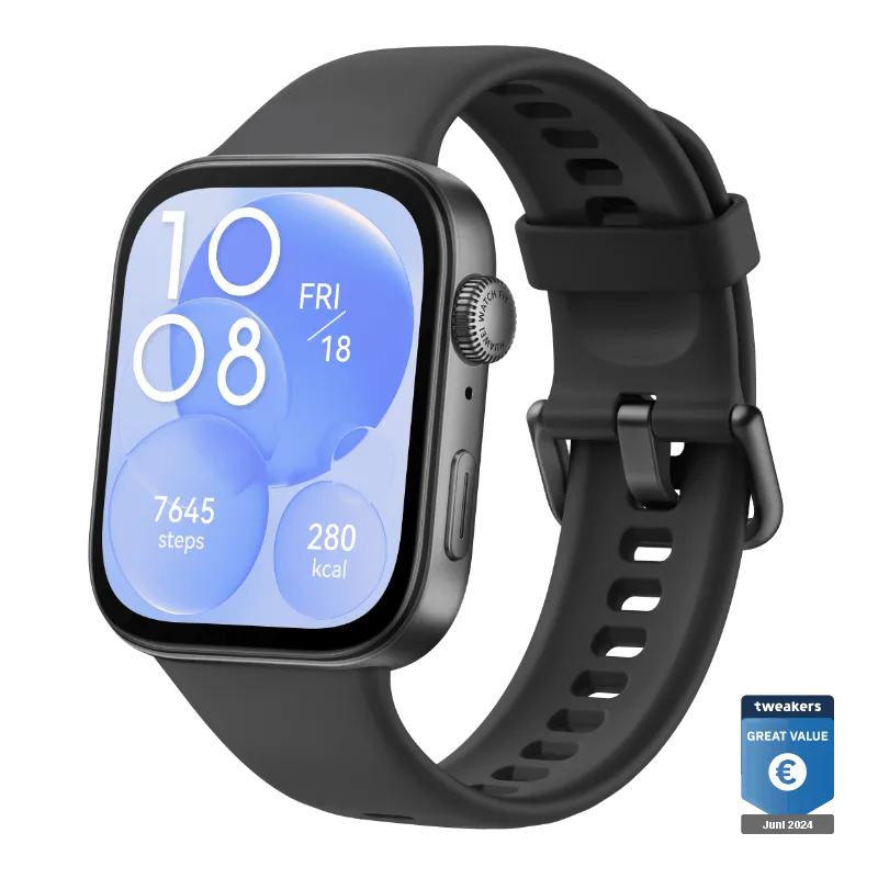 HUAWEI WATCH FIT 3 / Zwart / Fluorelastomeer polsband / GPS / Bluetooth / Compatibel met iOS en Android