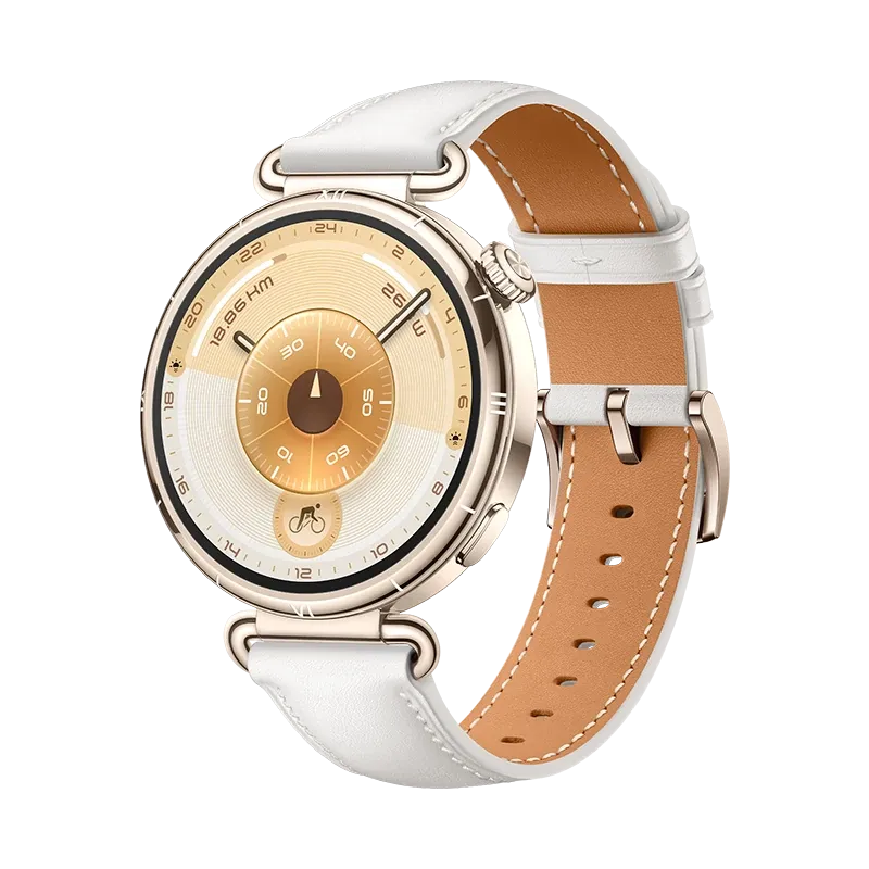 HUAWEI WATCH GT 6 41 mm / Behuizing van titaniumlegering /Witte leer band / Batterijduur tot 21 dagen / GPS /Compatibel met iOS en Android