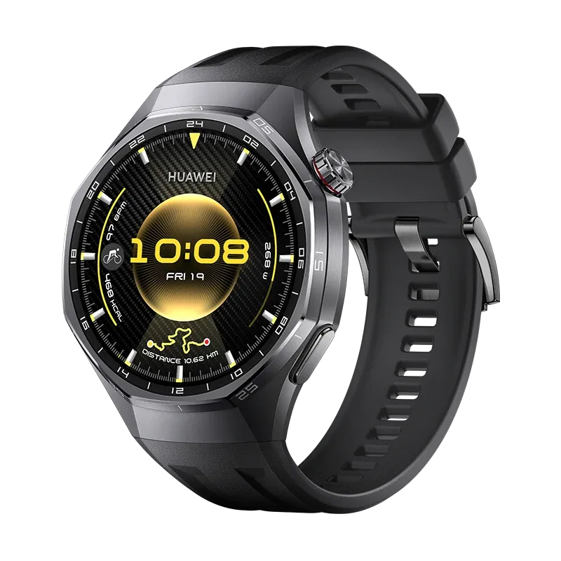 HUAWEI WATCH GT 6 Pro 46 mm / Behuizing van titaniumlegering / Zwarte fluoroelastomeer band / Batterijduur tot 21 dagen / GPS / ECG / Compatibel met iOS en Android