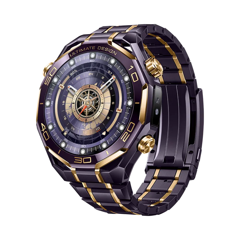 HUAWEI WATCH ULTIMATE DESIGN Royal Gold/ Purple Ceramic Bezel with 18K Gold/ Ultra Reliable Liquid Metal/ Multi-Sensing X-TAP
